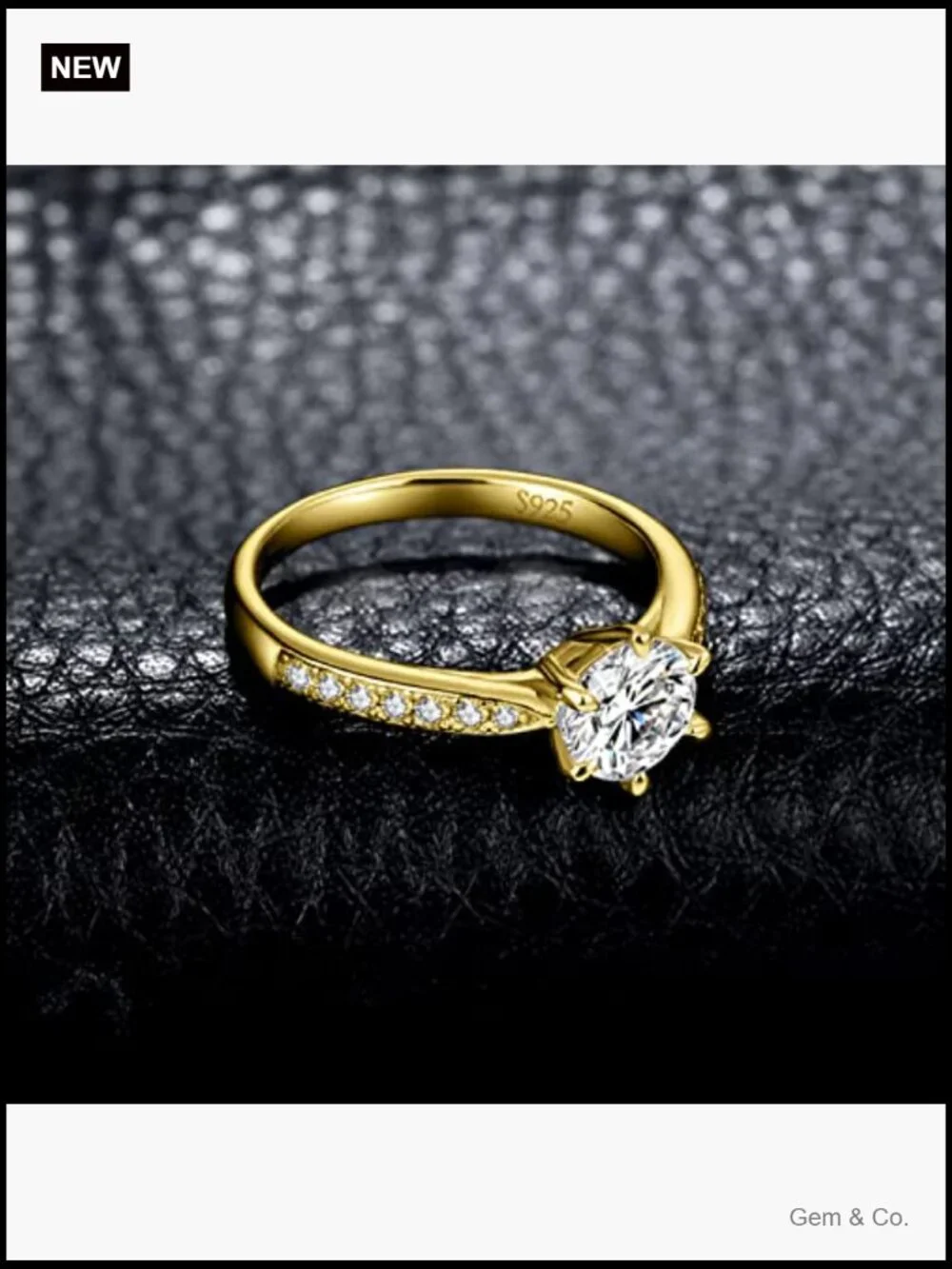 1ct Moissanite Solitaire Engagement Ring, 925 Sterling Silver, Round Cut